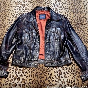 R&O Brand Genuine Black Leather Lightweight Jacket With Oxblood Piping